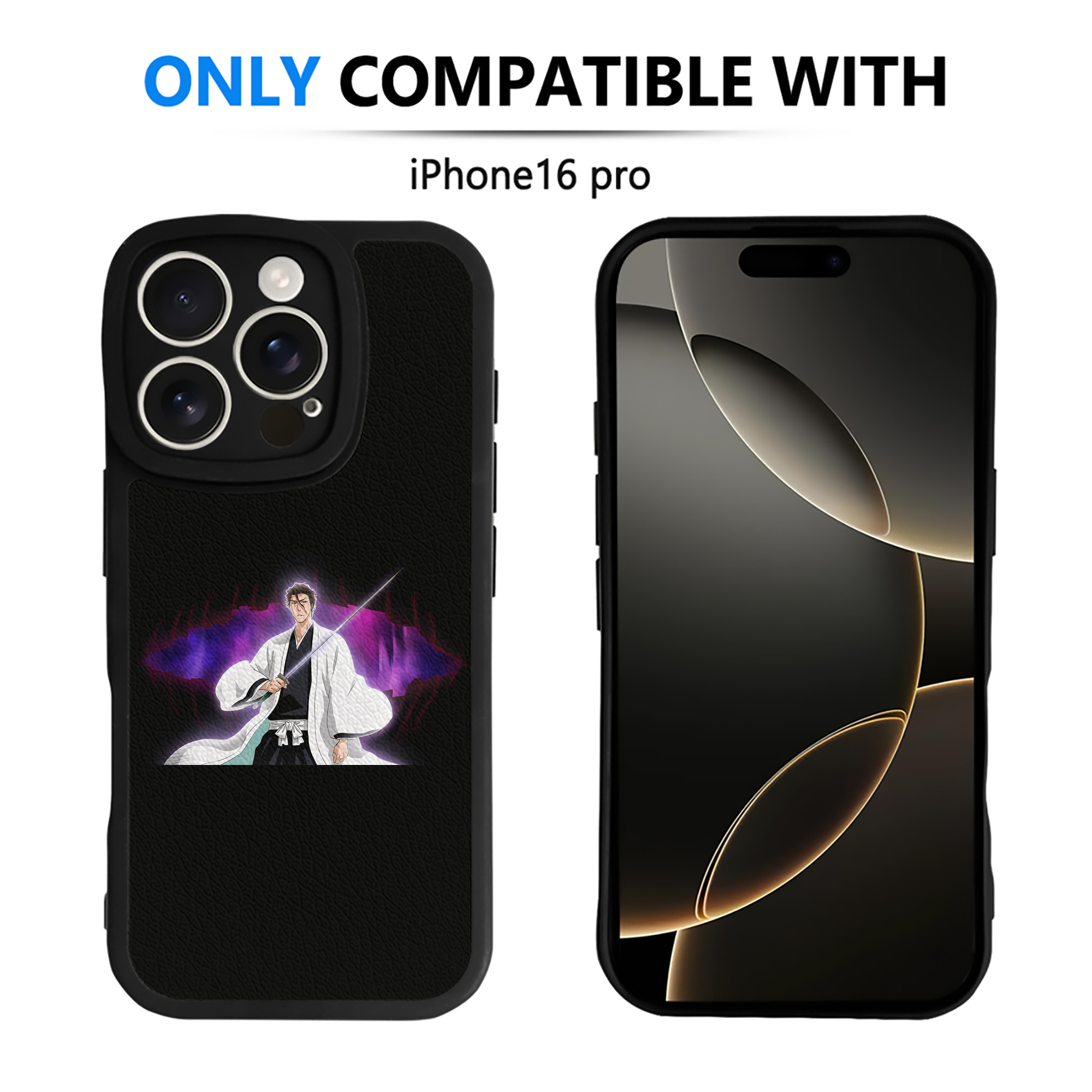 （画像用） ブリーチ 藍染 惣右介（あいぜん そうすけ） BLEACH Aizen Sousuke 【iPhone 16シリーズ対応】シリコンスマホケース（レザー調） 材質：シリコン
